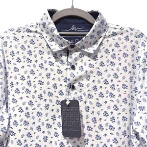 Boston Scott Golf Polo Shirt Mens Small Floral‎ Print Modern Fit Short Sleeve